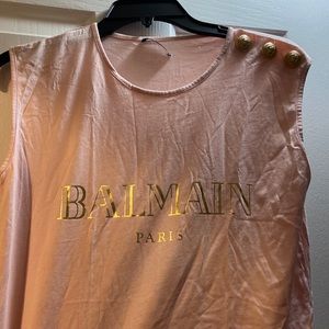 Balmsin sleeveless top baby pink gold buttons on shoulder
